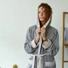Load image into Gallery viewer, Gift idea boho bathrobe petrol grey