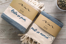 Load image into Gallery viewer, Boho poetry towel baudelaire gift idea petrol blue