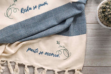 Load image into Gallery viewer, Boho poetry towel baudelaire gift idea petrol blue