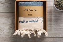 Load image into Gallery viewer, Boho poetry towel baudelaire gift idea petrol blue