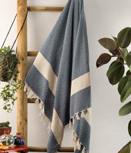 Load image into Gallery viewer, Boho beach and bath towel petrol blue