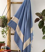 Load image into Gallery viewer, Boho beach and bath towel royal blue