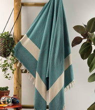 Load image into Gallery viewer, Boho beach and bath towel petrol green