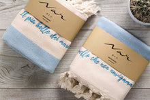 Load image into Gallery viewer, Boho poetry towel hikmet gift idea sky blue