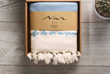 Load image into Gallery viewer, Boho poetry towel hikmet gift idea sky blue