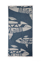 Load image into Gallery viewer, Telo mare in cotone Fish blu