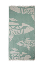 Load image into Gallery viewer, Telo mare in cotone Fish verde acqua