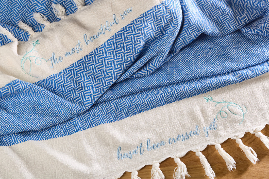 Idea regalo telo boho hikmet blu royal