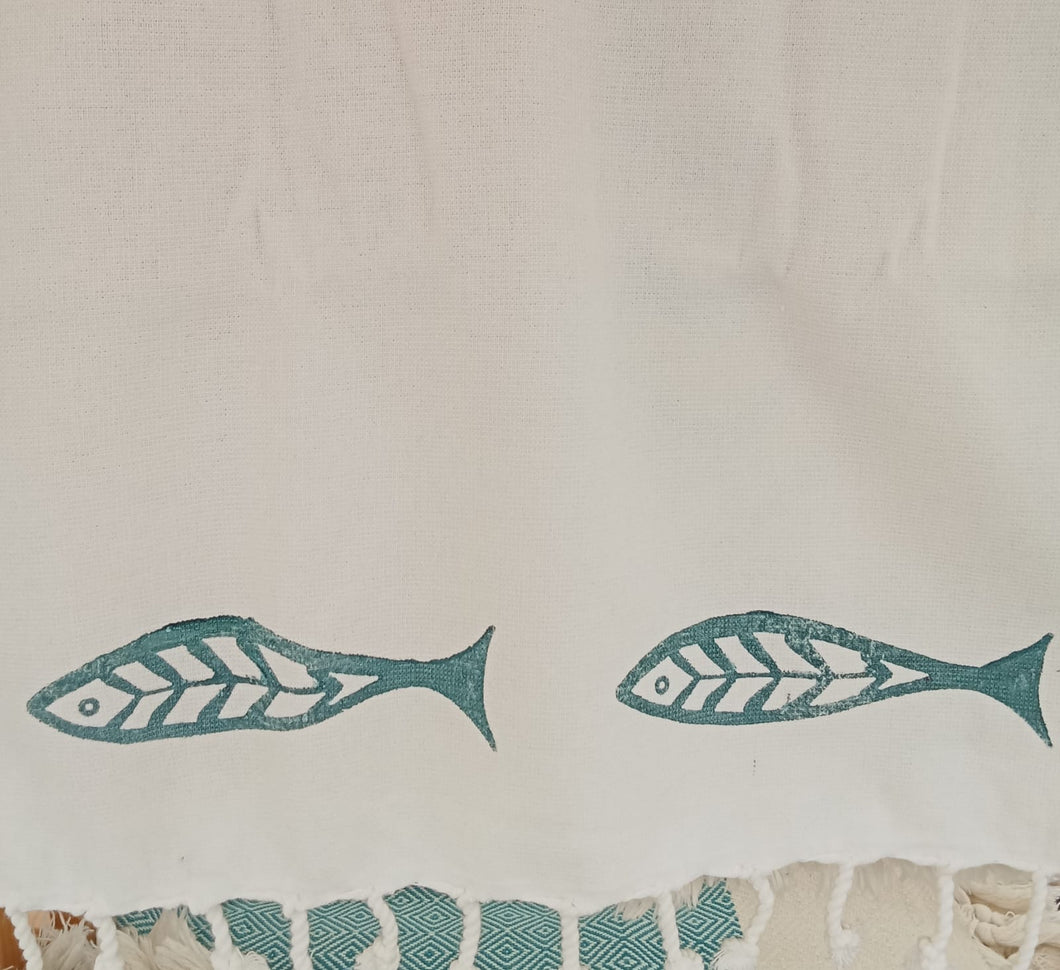 Asciugamano bamboo stampato pesce
