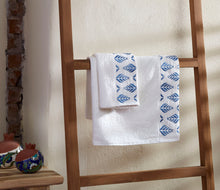 Carica l&#39;immagine nel visualizzatore di Gallery, Box coppia asciugamani in bamboo ricamati spiga blu

