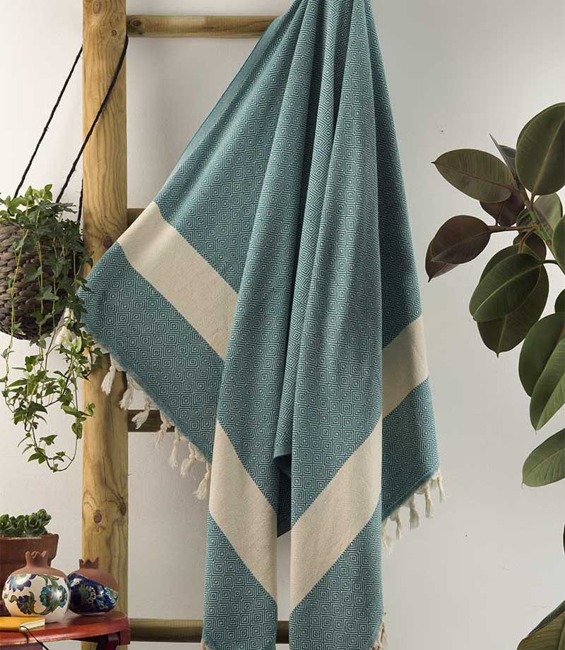 Boho beach and bath towel petrol green